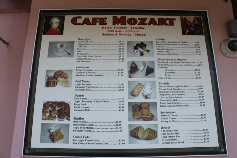 Cafe Mozart German Bakery Menu and Prices