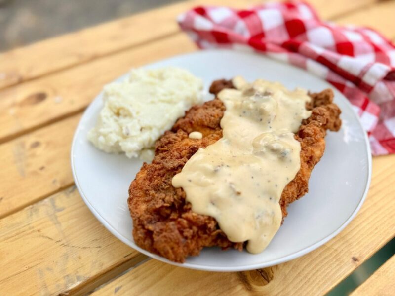 Crispy Chicken Schnitzel Paired with Homemade Gravy